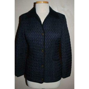 DKNY  Black Quilted Nylon Coat Fall Jacket Blazer Womens Petite P Small
